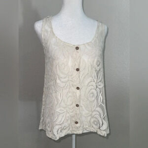 SANS SOUCI lace button up tank